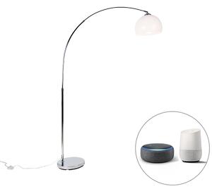 Lampada ad arco intelligente cromata con paralume bianco incluso Wifi A60 - Arc Basic