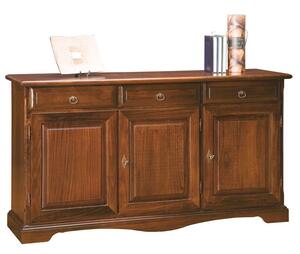 Credenza 4 Ante In Legno Arte Povera - Stile Rustico, Colore Noce, Perfetta Per Soggiorno O Cucina - Foto 2