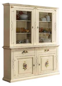 Cristalliera shabby avorio pennellato decori 168x48x222