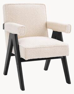 Sedia da pranzo in bouclé con gambe in legno Greta