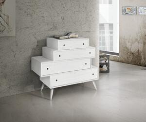 Cassettiera 4 cassetti in abete bianco spazzolato 110x45x95 (877)