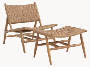 Set di 2 poltrone da giardino in legno di teak con poggiapiedi Laroc