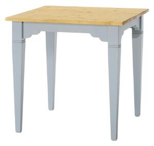 Tavolo in abete laccato azzurro consumato effetto shabby con piano tinta miele misure l.80 p.80 h.78 (6081)