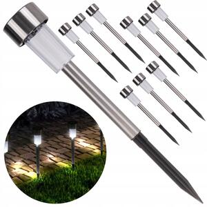 10x Lampada da giardino solare a LED in acciaio inox da 30 cm