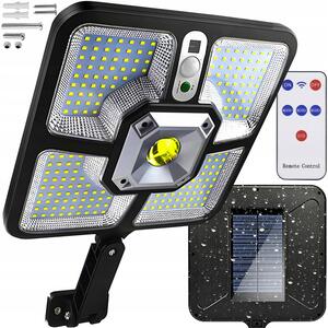 Lampada solare stradale LED 220 SMD+15 COB con sensore PIR nero + telecomando