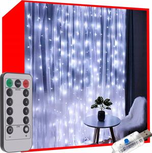 Tenda luminosa per luci di Capodanno 300 LED bianco freddo 8 funzioni 290x290 cm USB