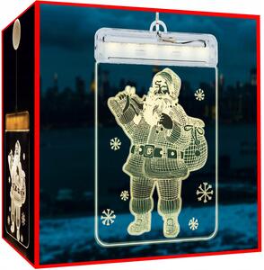 Babbo Natale in plexiglass 3D inciso a LED bianco caldo da 17 cm