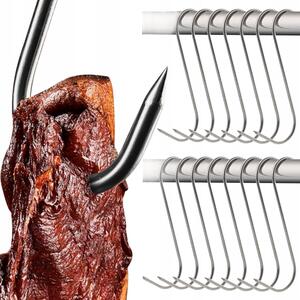 Set di 15 ganci in acciaio inox per affumicare carne 15 cm