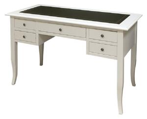 Scrivania arte povera legno bianco inserto ecopelle 130x65x81