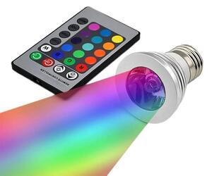 Lampada con riflettore LED RGB 3W E27 + telecomando