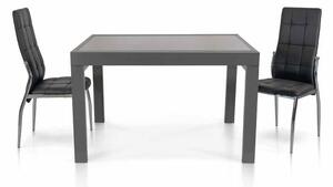 Tavolo allungabile vetro grigio base metallo grigio misura 70x70 h.75 (940)