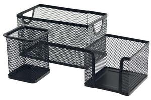 Set di 3 organizer da scrivania in metallo nero