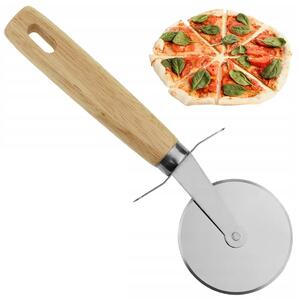 Coltello pizza in acciaio inox 19 cm, manico in legno girevole