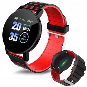 Cinturino in silicone Smart Watch LCD Android e iOS 119 Nero e rosso