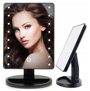 Specchio cosmetico illuminato con 16 LED - Nero girevole