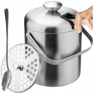 Set contenitori per ghiaccio inox - secchiello 1,3 L + pinza + cucchiaio