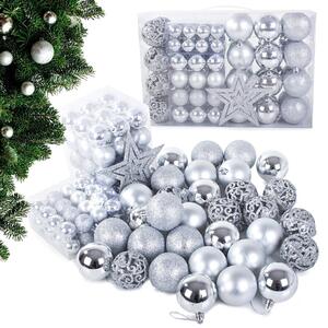 Set palline di Natale argento 100 pezzi + stella