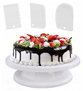 Piatto torta girevole + 3 spatole per decorazione 28cm