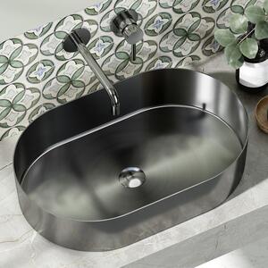 Lavabo appoggio in acciaio scuro finitura spazzolata | KJ5500GM - KAMALU