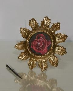 Portafoto in foglia oro rotonda-sagomata- misure: l.23 x h.23 x p.2