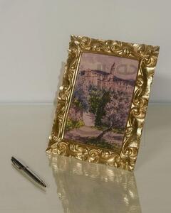 Portafoto in foglia oro rettangolare- misure: l.12 x h.14 x p.2