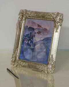 Portafoto in foglia argento rettangolare - misure: l.27 x h.33 x p.2