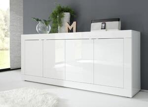 Madia moderna 4 ante bianco lucido 207x43x86