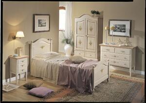 Letto sagomato singolo bianco filo rosa in legno 99x212x112 (1319)