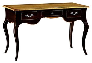 Scrivania luigi xv elegante laccata nera piano naturale 130x75x80