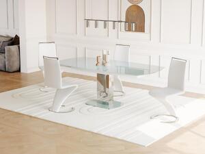 Tavolo da pranzo allungabile 6 a 8 posti in vetro temperato e metallo Bianco - TALICIA