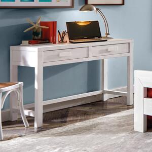 Scrivania 2 cassetti shabby bianco legno massello di abete 110x55x80 (3319)