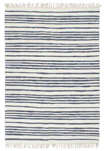 Tappeto Chindi Tessuto a Mano in Cotone 120x170 cm Blu e Bianco