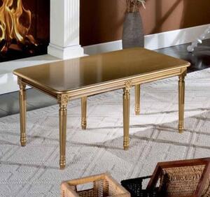 Tavolino laccato oro da salotto in legno con fregi