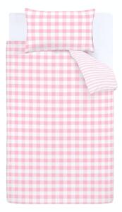 Biancheria da letto in cotone rosa, 135 x 200 cm Check and Stripe - Bianca