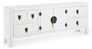 Porta tv shabby chic in legno 2 ante 5 cassetti l.130 p.24 h.50
