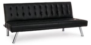 Divano letto design in legno e similpelle nero
