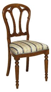 Sedia Arte Povera - Imbottita Verde, Legno Noce, Design Italiano, Per Cucina O Ristorante, Altezza 90 Cm