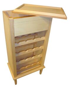 Portabottiglie con vassoio in legno classico grezzo l.57 p.37 h.105 (1214)