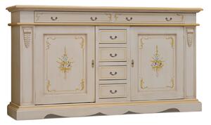 Madia credenza legno 2 porte avorio e oro 210x60x115