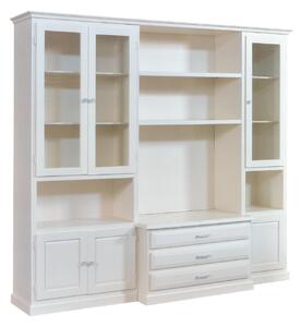 Parete attrezzata porta tv in legno bianco l.230 p.55 h.212