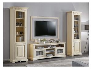 Mobile porta tv classico con 2 vetrine in legno avorio
