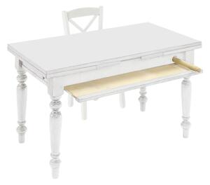 Tavolo attrezzato da cucina shabby bianco 140x80x80