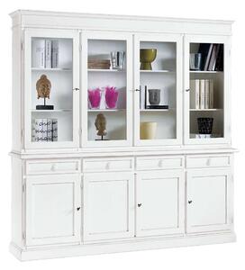 Cristalliera classica 4 porte in legno shabby bianco 205x42x205 (1379)