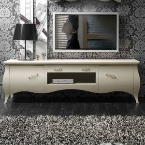 Porta tv bomabato 2 ante shabby in legno avorio l.197 p.53 h.60