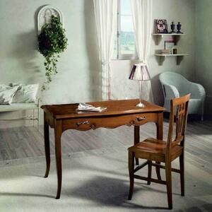 Scrivania 1 cassetto in legno massello tinta noce 120x65x78