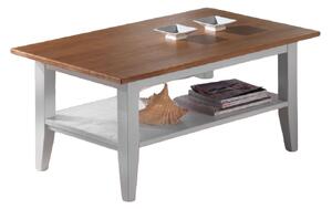 Tavolino shabby rettangolare in legno bianco/naturale l.100 p.60 h.45