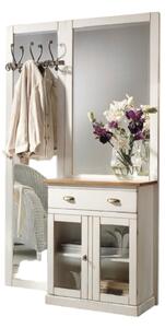 Appendiabiti shabby 2 ante 1 cassetto in legno bianco/naturale l. 120 p. 38 h. 200