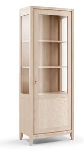 Vetrina contemporanea 1 porta decoro foglia in legno naturale l.70 p.42 h.200
