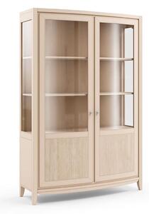 Vetrina contemporanea 2 porte decoro onda in legno naturale l.128 p.46 h.200