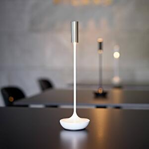 Sigor Lampada da tavolo ricaricabile Nucandle LED, bianco/argento, IP54, dimmerabile